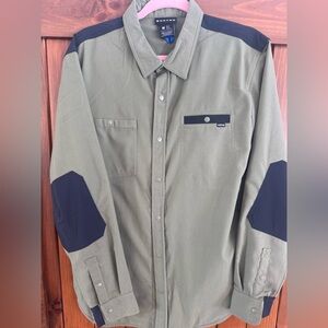 Burton Olive and Navy Casual Button Down Shirt